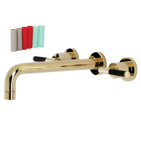 Kingston Brass KS8022CKL Two-Handle Wall Mount Tub Faucet, Polished Brass KS8022CKL